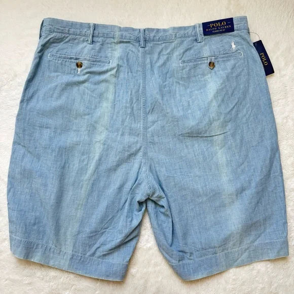 ❌Polo Ralph Lauren Shorts Men’s 42 Tall Blue Chambray Classic Fit 10" Preppy NEW - Picture 7 of 10